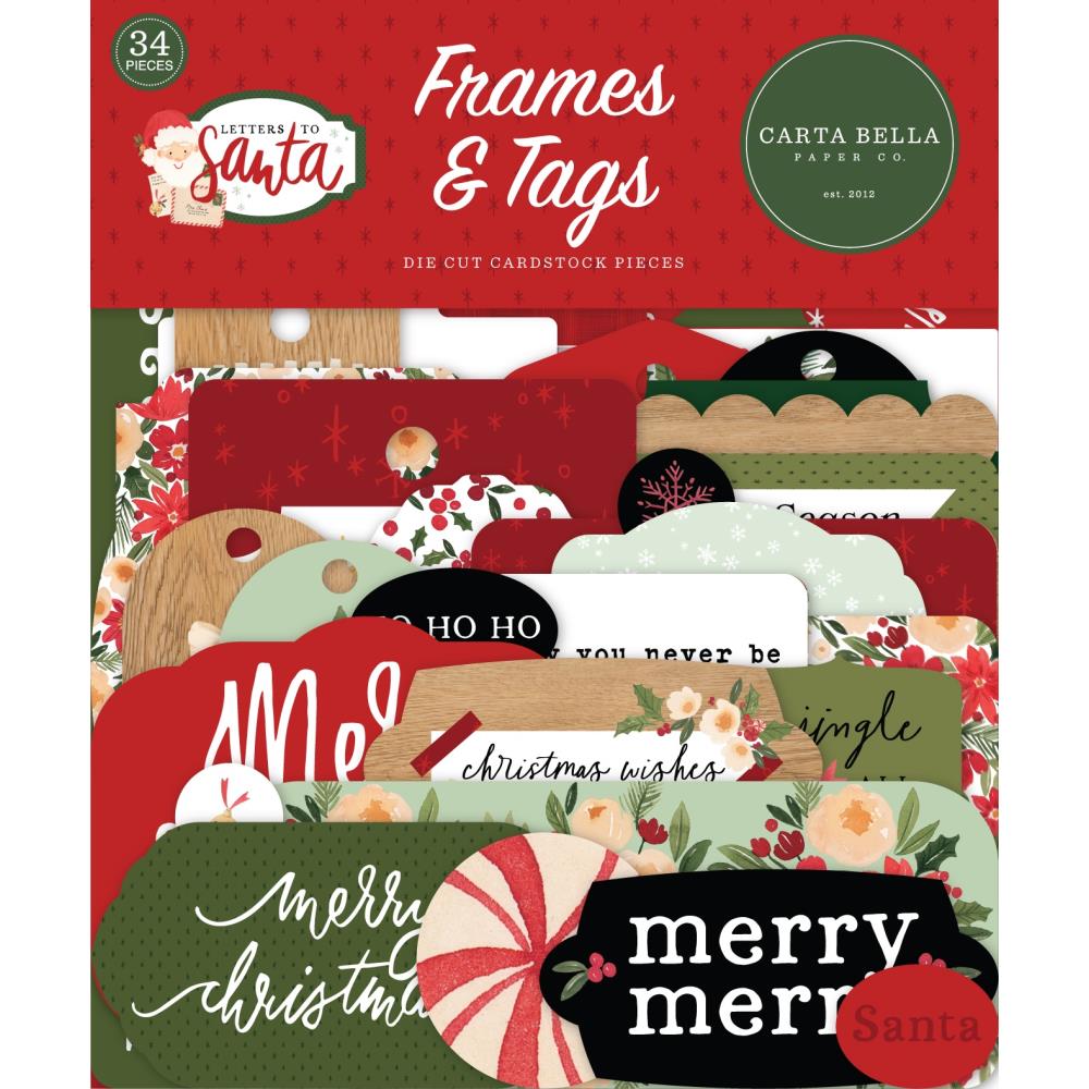 Carta Bella Cardstock Ephemera - Frames & Tags Letters To Santa - Crafty Divas