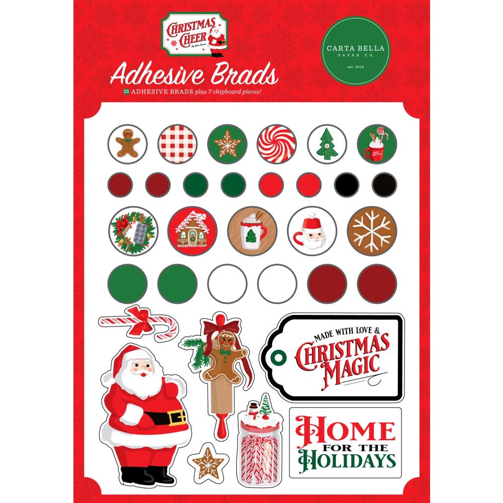Carta Bella Decorative Brads - Christmas Cheer - Crafty Divas