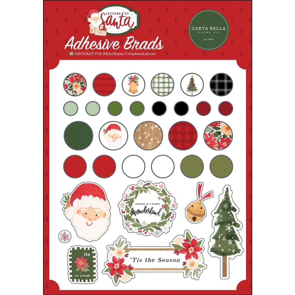 Carta Bella Decorative Brads - Letters To Santa - Crafty Divas