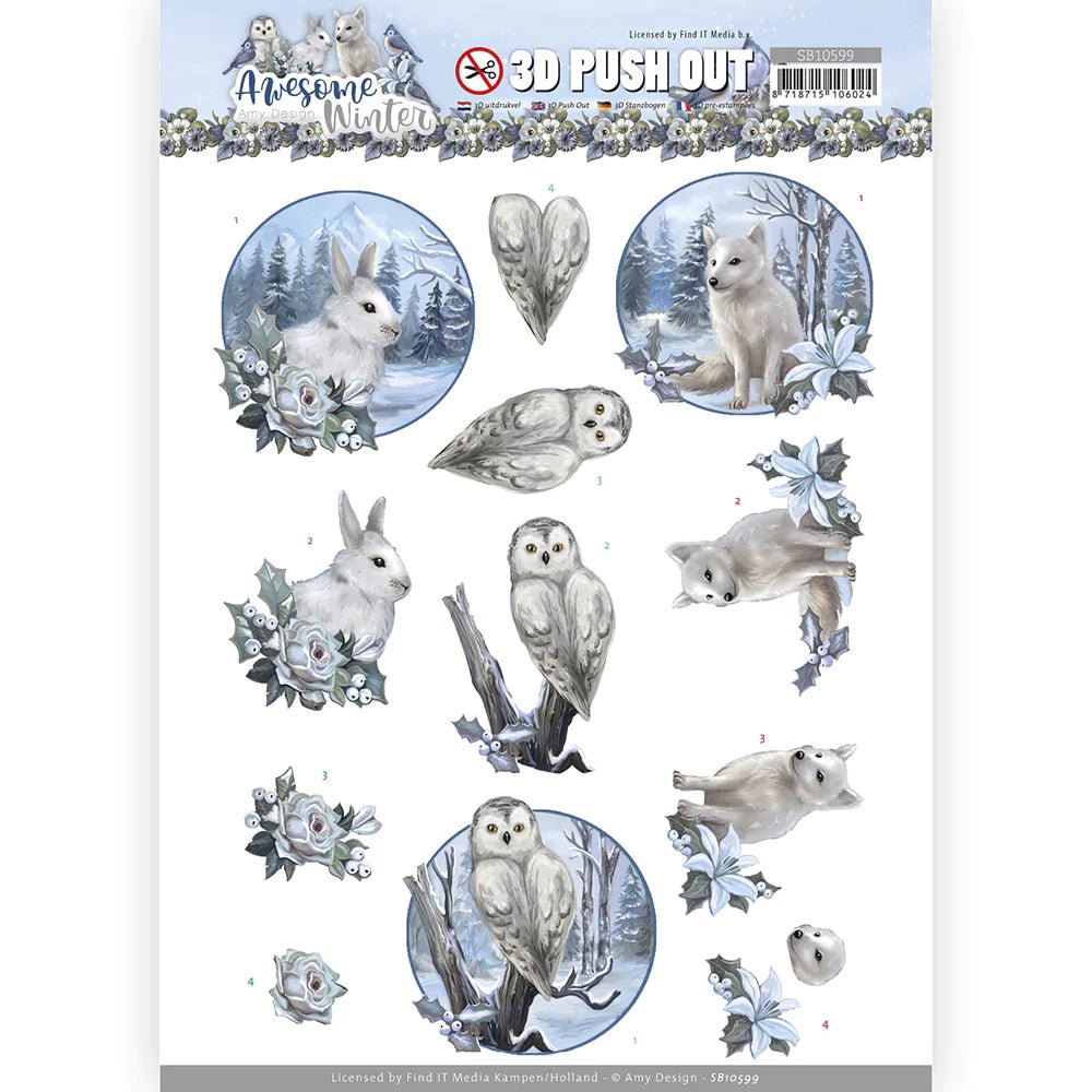 Couture Creations - 3D Push Out - Amy Design - Awesome Winter - Winter Animals - Crafty Divas