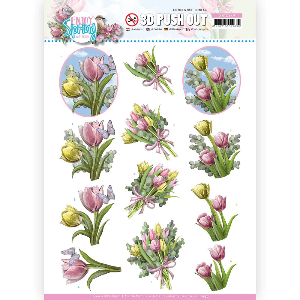 Couture Creations - 3D Push Out - Amy Design - Enjoy Spring - Bouquets of Tulips - Crafty Divas