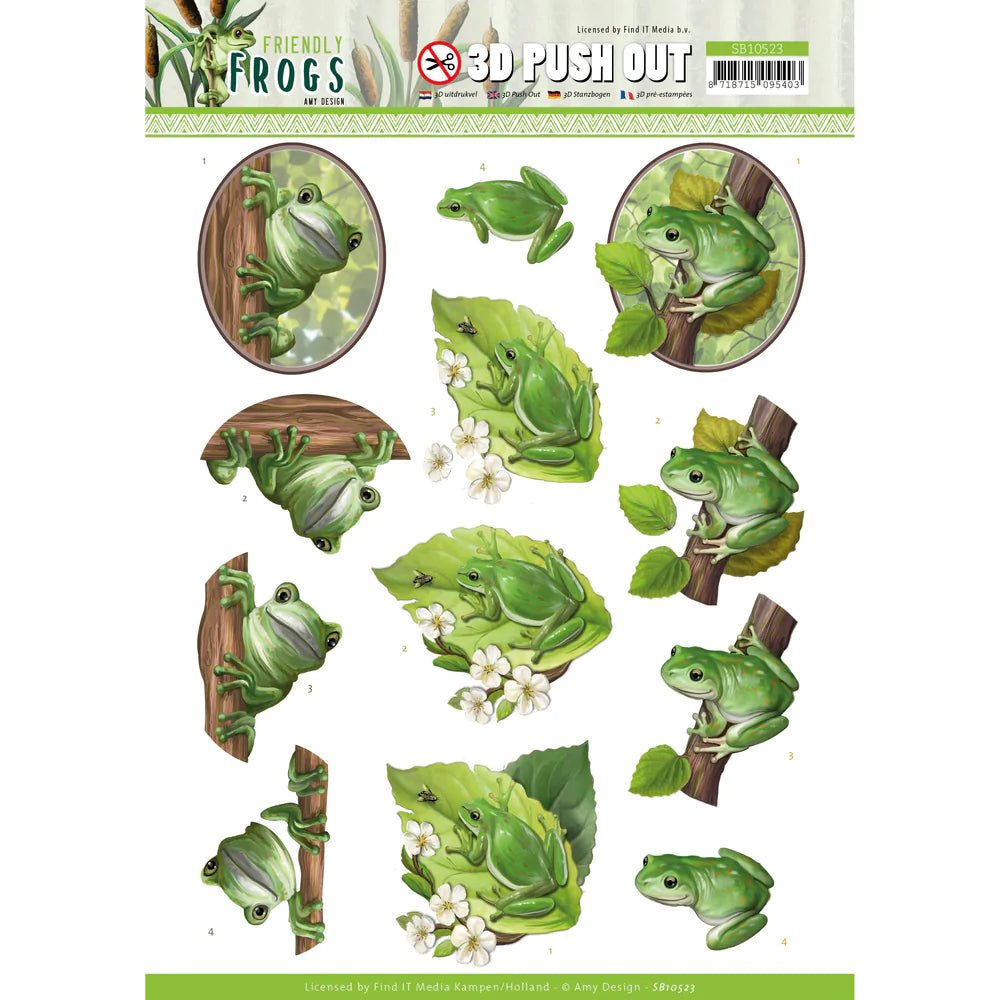 Couture Creations - 3D Push Out - Amy Design - Friendly Frogs - Tree Frogs - Crafty Divas