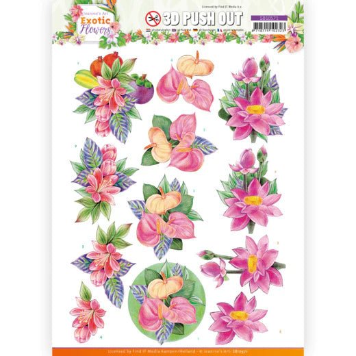 Couture Creations - 3D Push Out - Jeanine's Art - Exotic Flowers - Pink Flowers - Crafty Divas