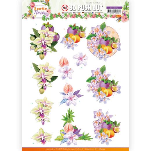 Couture Creations - 3D Push Out - Jeanine's Art - Exotic Flowers - Purple Flowers - Crafty Divas