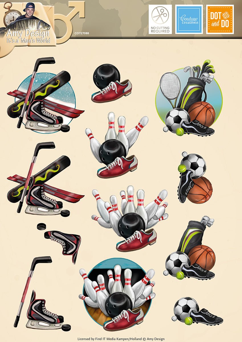 Couture Creations - Its a Man's World Hobbydots Decoupage Set - Sports - Crafty Divas