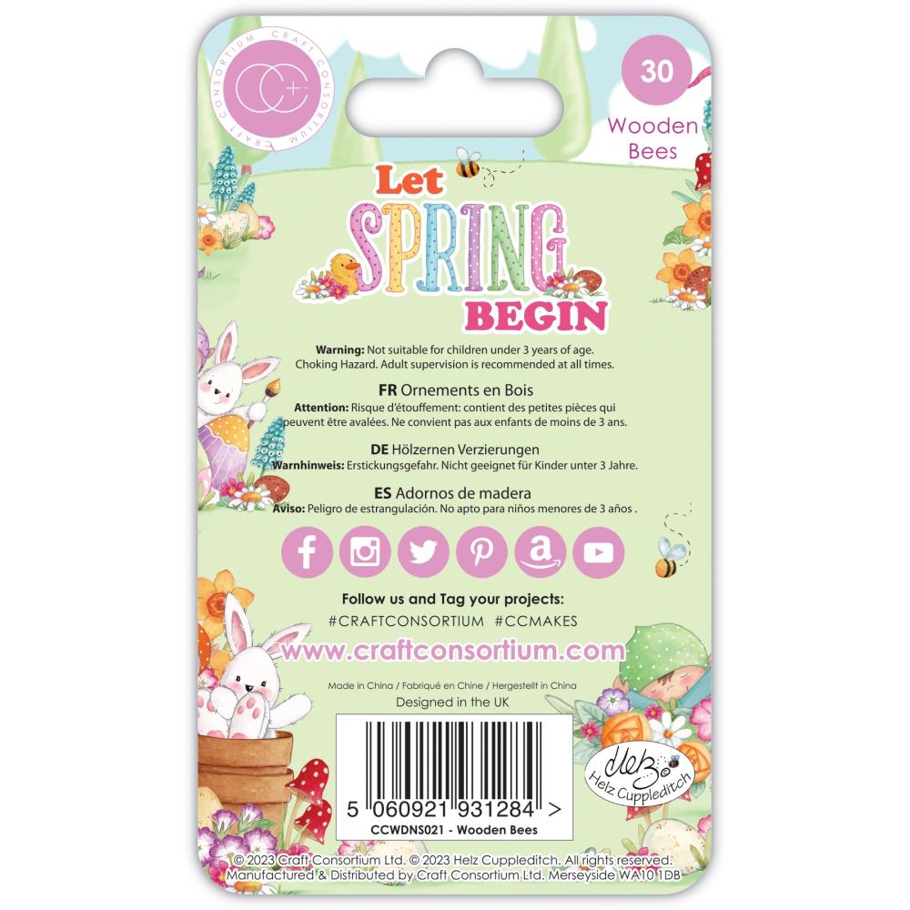 Craft Consortium Adhesive Wooden Shapes - Let Spring Begin Bees - Crafty Divas
