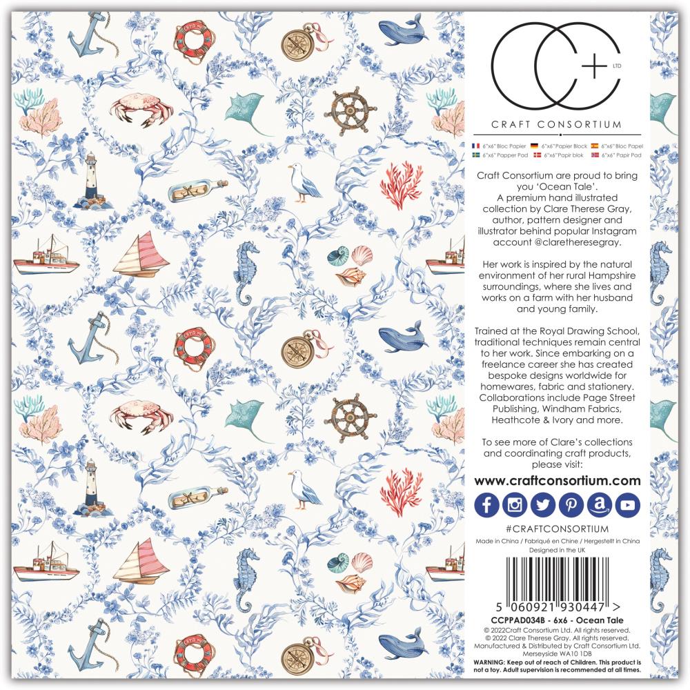 Craft Consortium Double-Sided Paper Pad 6X6 - Ocean Tale - Crafty Divas