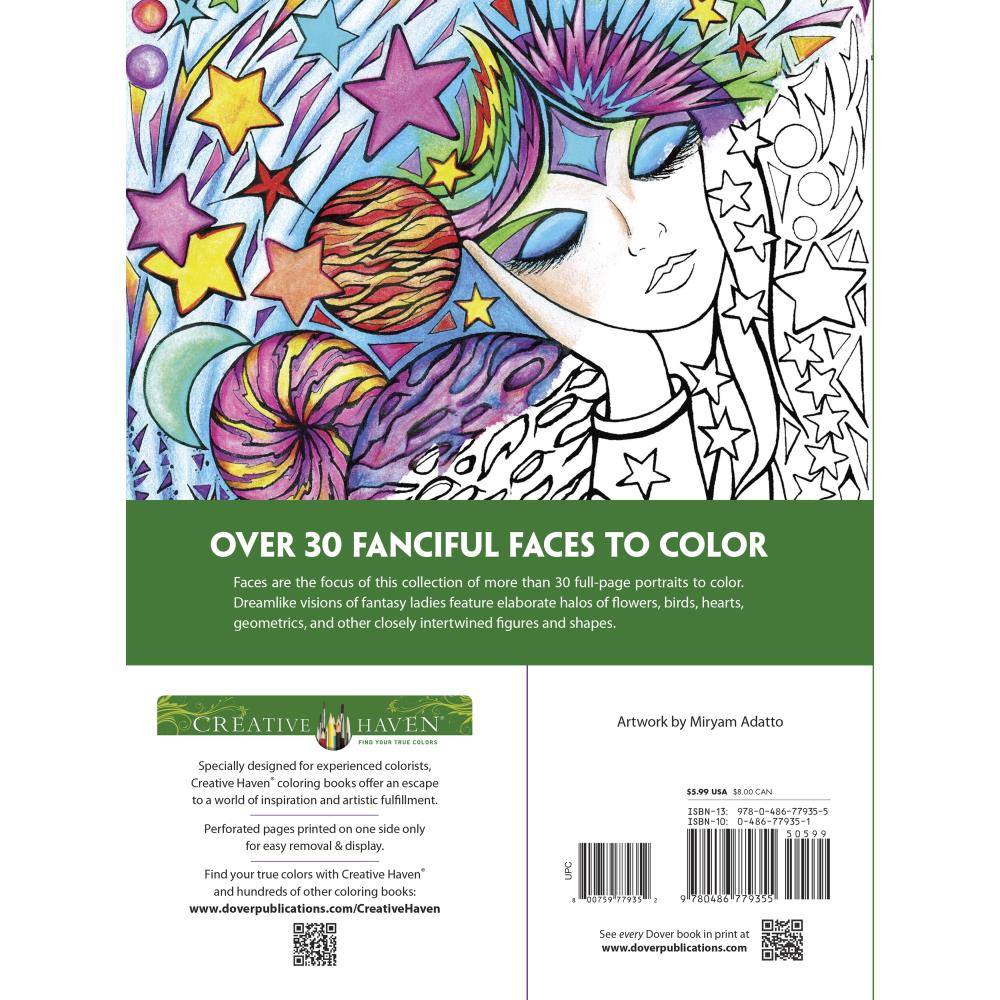Creative Haven Colouring Book - Fanciful Faces - Crafty Divas