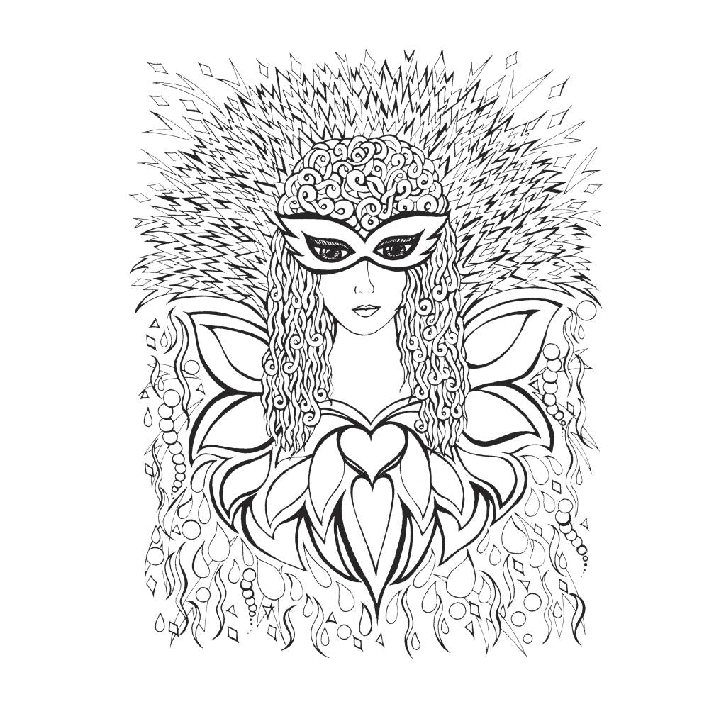 Creative Haven Colouring Book - Fanciful Faces - Crafty Divas