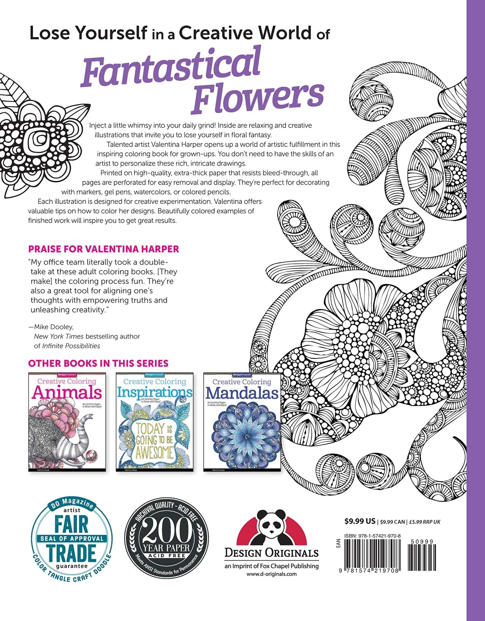 Design Originals Colouring Book - Creative Coloring Flowers - Crafty Divas