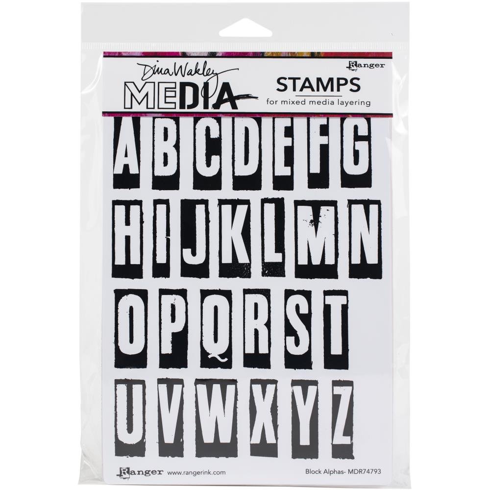 Dina Wakley Media Cling Stamps - Block Alphas - Crafty Divas