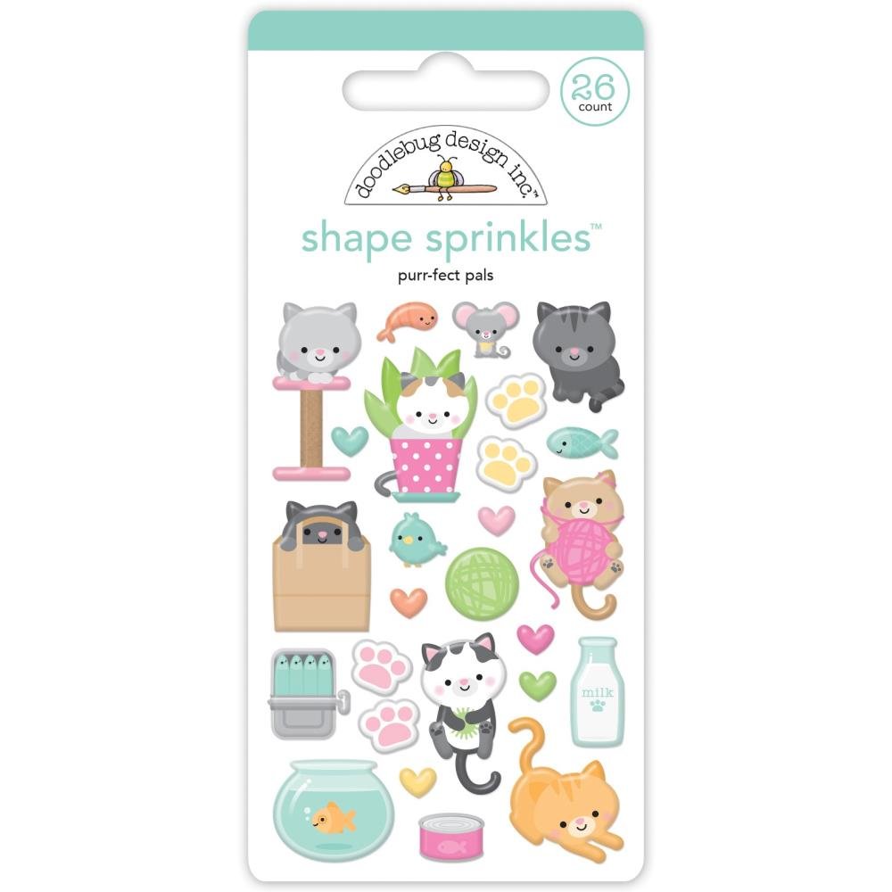 Doodlebug Sprinkles Adhesive Enamel Shapes - Purr-fect Pals - Crafty Divas