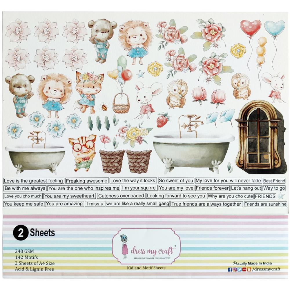Dress My Craft Image Sheet 240gsm A4 - Kidland Motif - Crafty Divas