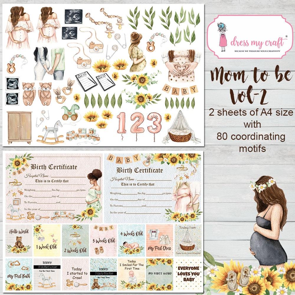 Dress My Craft Image Sheet 240gsm A4 - Mom To Be #2 - Crafty Divas
