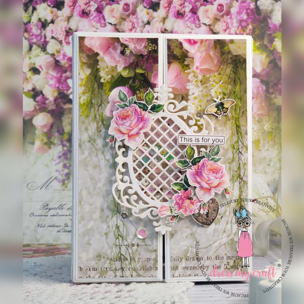 Dress My Craft Single-Sided Paper Pad 12X12 - Wall Of Roses - Crafty Divas