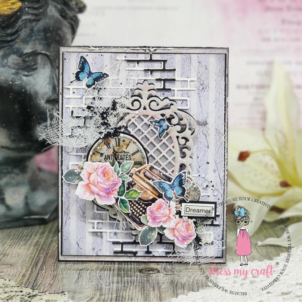 Dress My Craft Single-Sided Paper Pad 12X12 - Wall Of Roses - Crafty Divas