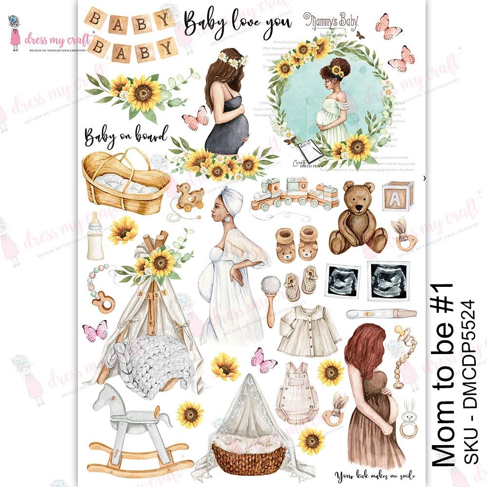 Dress My Craft Transfer Me Sheet A4 - Mom To Be #1 - Crafty Divas