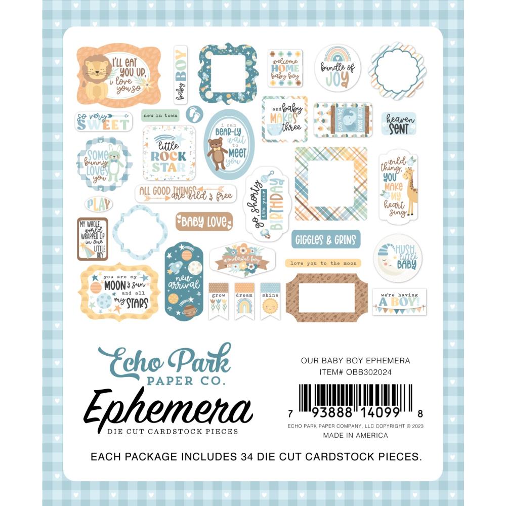 Echo Park Cardstock Ephemera - Icons - Our Baby Boy - Crafty Divas
