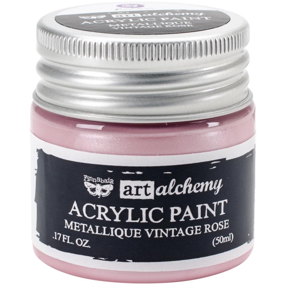 Finnabair Art Alchemy Acrylic Paint - Metallique Vintage Rose - Crafty Divas