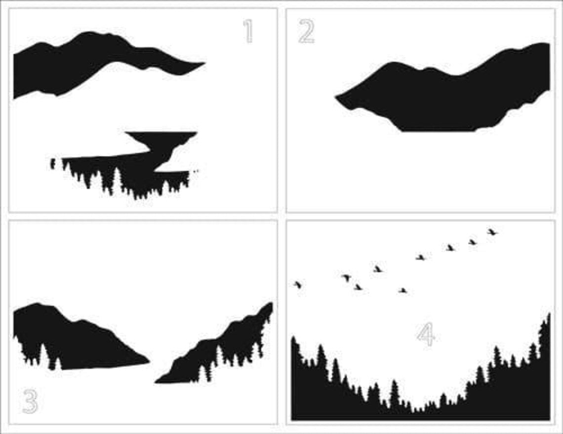 Crafters Workshop Layered Card Stencil 8.5x11 - Layered Mountain Scene