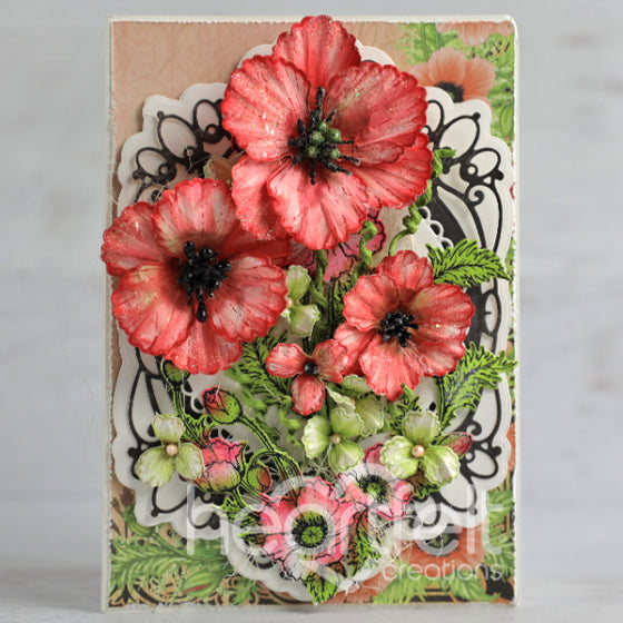 Heartfelt Creations Cling Rubber Stamp Set - Wild Poppy Accents